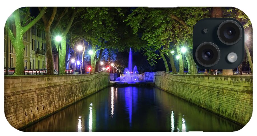 Water iPhone Case featuring the photograph Water Fountain at Night by Scott Carruthers