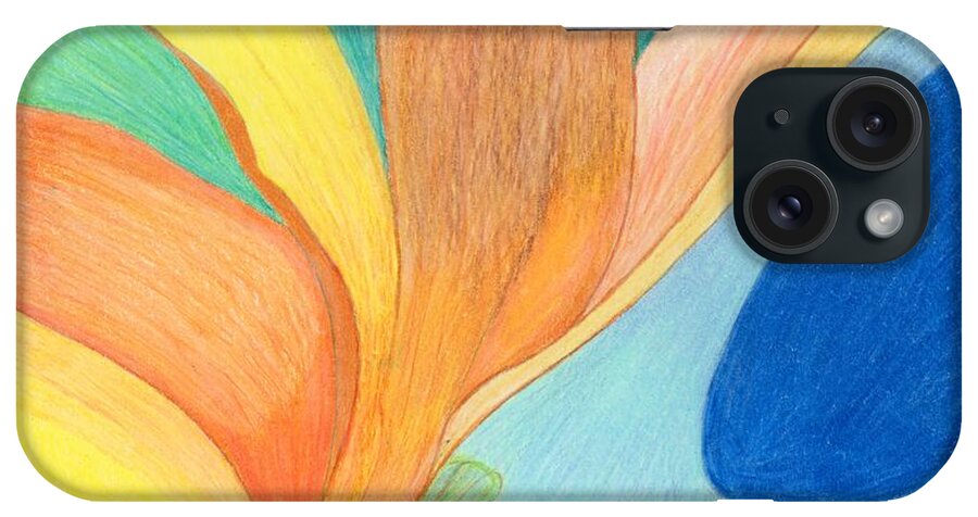 Abstract iPhone Case featuring the drawing Water Grass Blue Pond by George D Gordon III