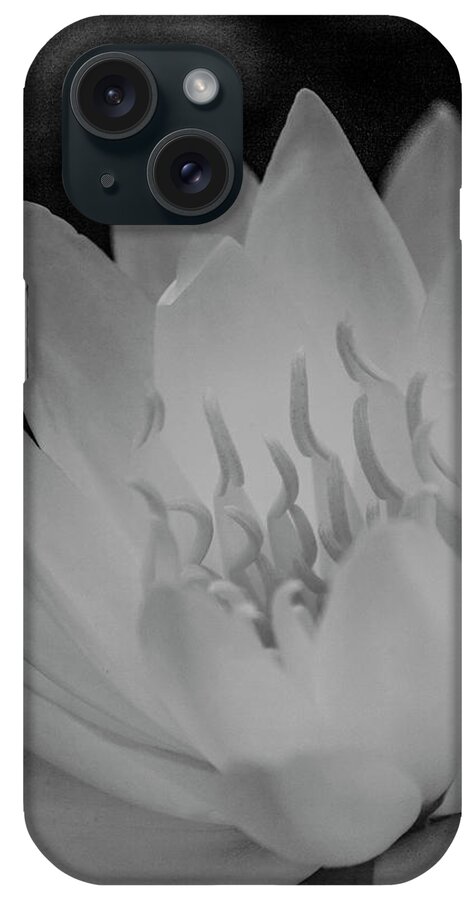 Water Lily iPhone Case featuring the photograph Water Lily Soft Monochrome by Teresa Wilson