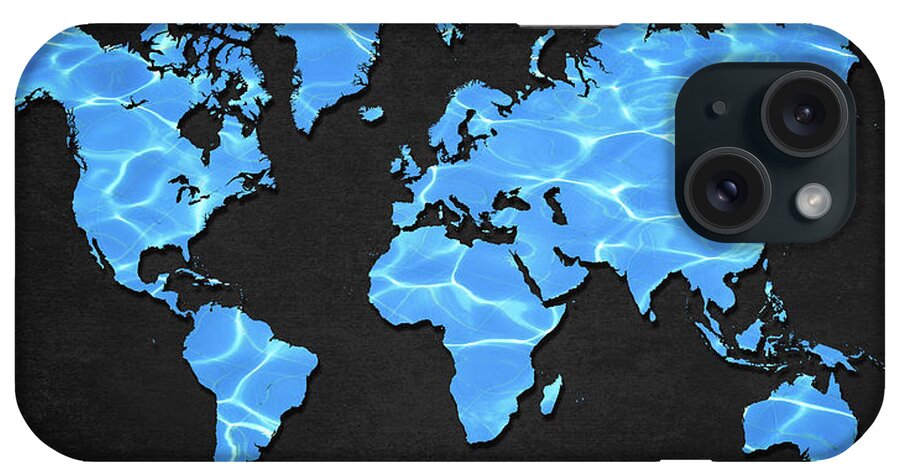 Map iPhone Case featuring the digital art Water World by Douglas Pittman