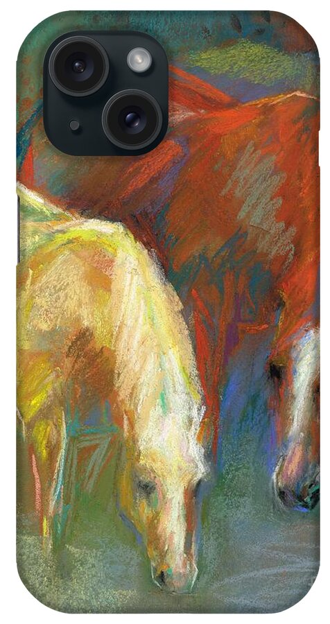 Equine Art iPhone Case featuring the painting Waterbreak by Frances Marino
