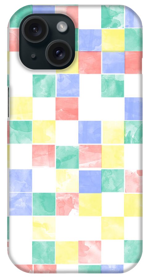 Watercolor Abstract Squares iPhone Case featuring the digital art Watercolor Abstract Squares 2 by Keshava Shukla