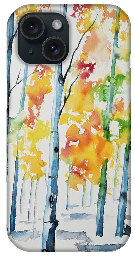 Aspen iPhone Case featuring the painting Watercolor - Autumn Aspen Trees by Cascade Colors