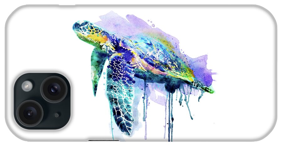 Marian Voicu iPhone Case featuring the painting Watercolor Sea Turtle by Marian Voicu