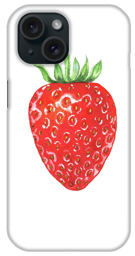 Watercolor iPhone Case featuring the painting Watercolor Strawberry by Irina Sztukowski