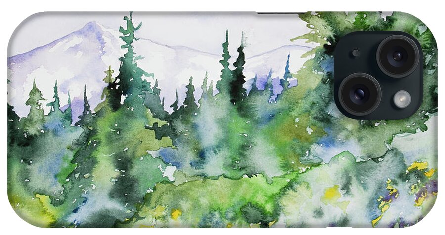 Rockies iPhone Case featuring the painting Watercolor - Summer in the Rockies by Cascade Colors