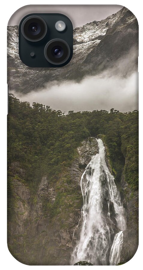 Milford Sound iPhone Case featuring the photograph Waterfall at Milford Sound by Racheal Christian