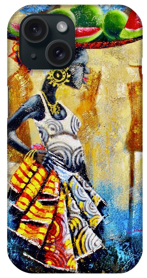 African Art iPhone Case featuring the painting Watermelon by Nana