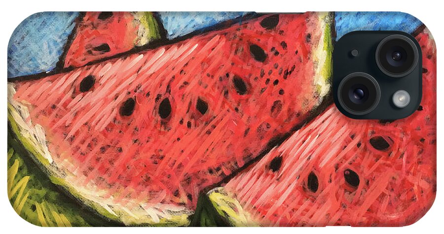 Painting iPhone Case featuring the painting Watermelon Summer by Karla Beatty