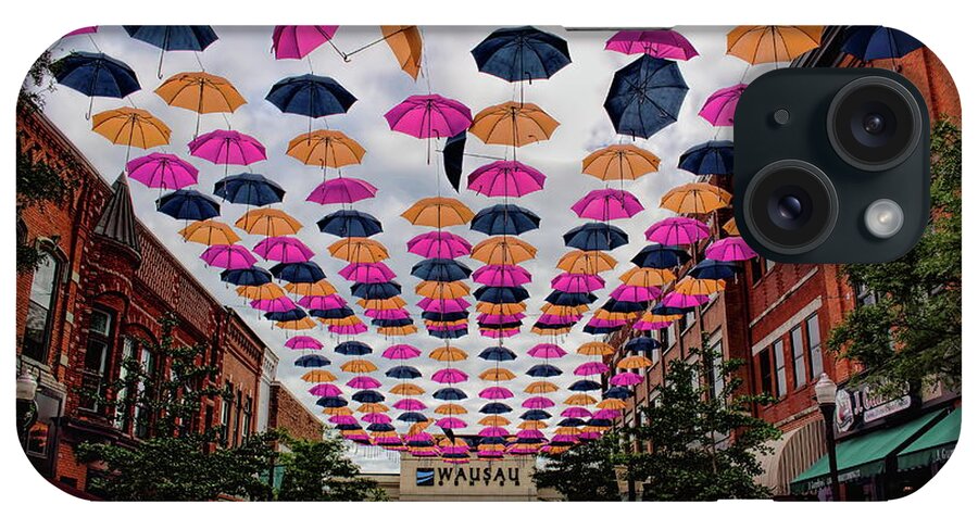 Wausau iPhone Case featuring the photograph Wausau's 300 Block Umbrellas by Dale Kauzlaric