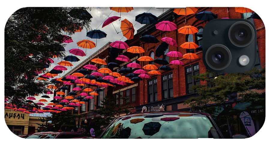 Wausau iPhone Case featuring the photograph Wausau's Downtown Umbrellas by Dale Kauzlaric