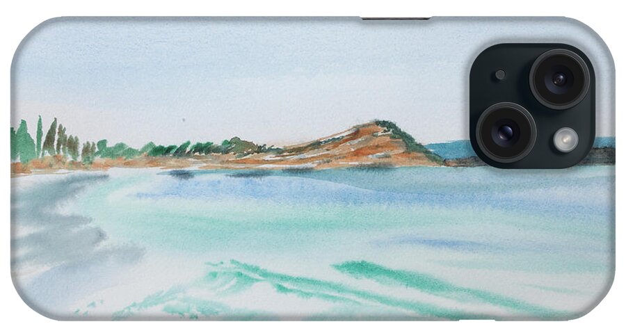 Tasmania iPhone Case featuring the painting Waves Arriving Ashore in a Tasmanian East Coast Bay by Dorothy Darden