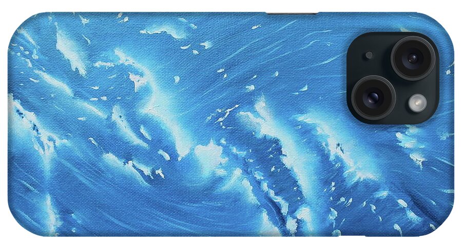Waves iPhone 15 Case featuring the painting Waves - French Blue by Neslihan Ergul Colley