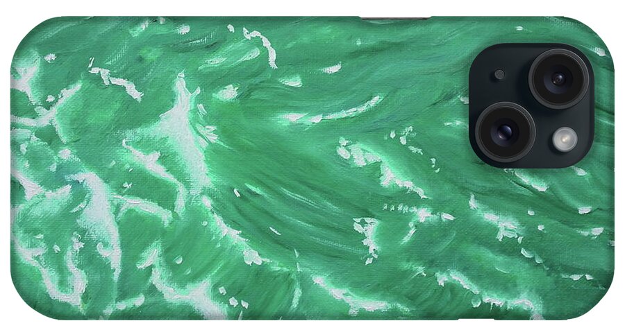 Waves iPhone Case featuring the painting Waves - Green by Neslihan Ergul Colley