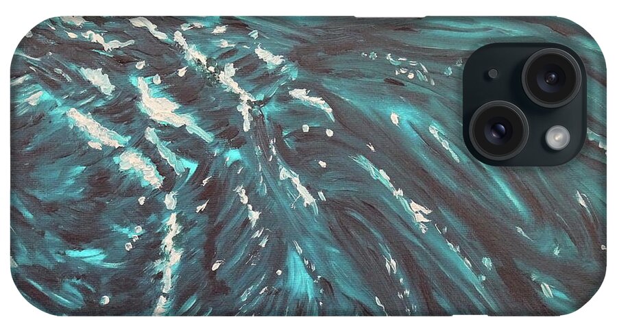 Water iPhone Case featuring the painting Waves - Turquoise by Neslihan Ergul Colley