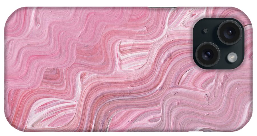 Abstract iPhone Case featuring the painting Wavy Pink Brush Strokes Abstract Art For Interior Decor VIII by Irina Sztukowski