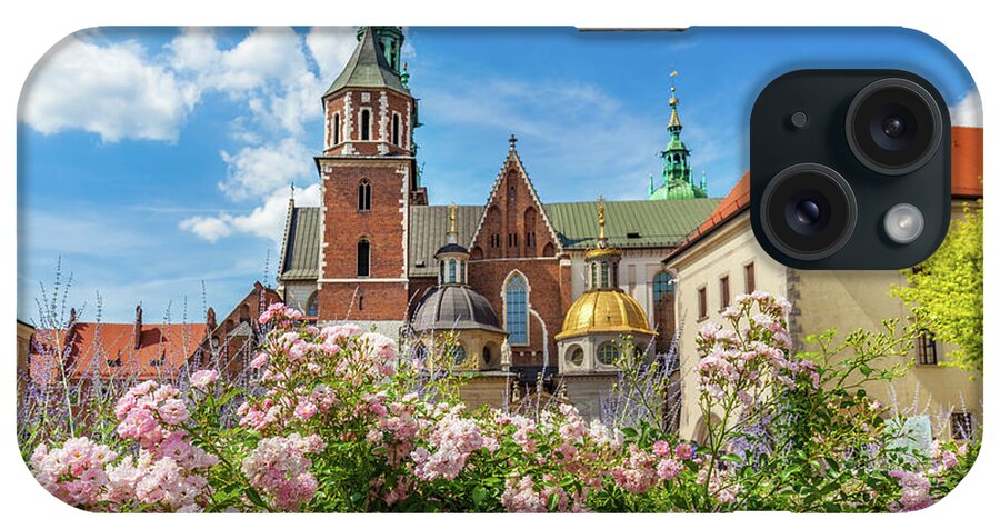 Cracow iPhone Case featuring the photograph Wawel Cathedral, Cracow, Poland. View from courtyard with flowers. by Michal Bednarek