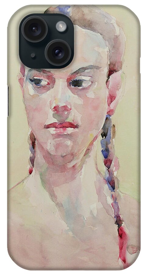 Watercolor iPhone Case featuring the painting WC Portrait 1619 by Becky Kim