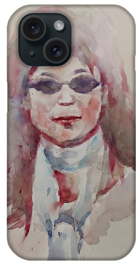 Watercolor iPhone Case featuring the painting WC Portrait 1629 My Sister Younhee by Becky Kim