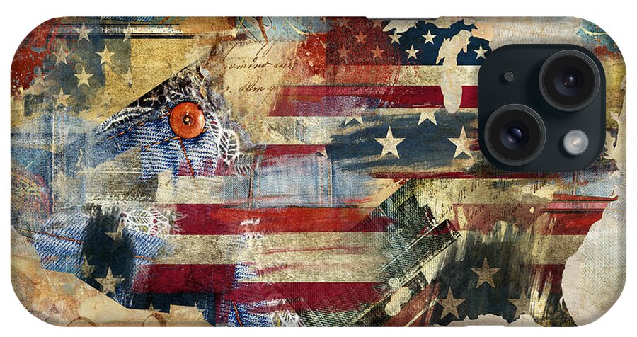 American Flag iPhone Case featuring the painting We The People Map America by Mindy Sommers