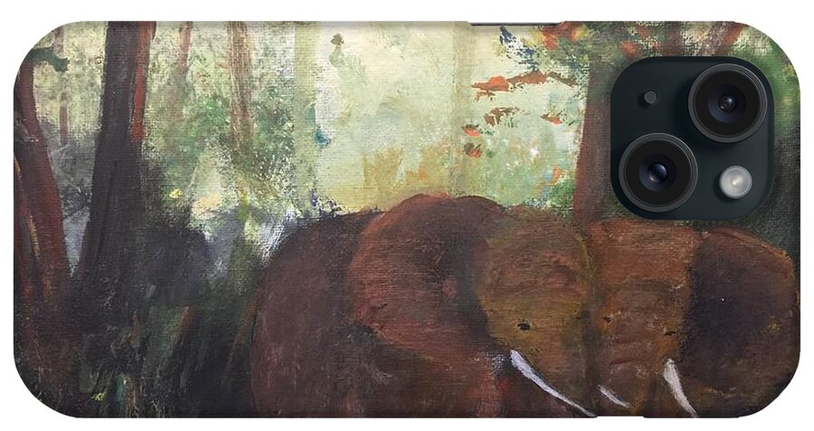 Elephant Pair iPhone Case featuring the painting We Two by Trilby Cole
