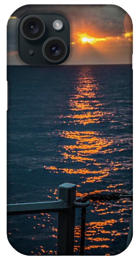 Navy iPhone Case featuring the photograph Weather Deck Sunset by Larkin's Balcony Photography