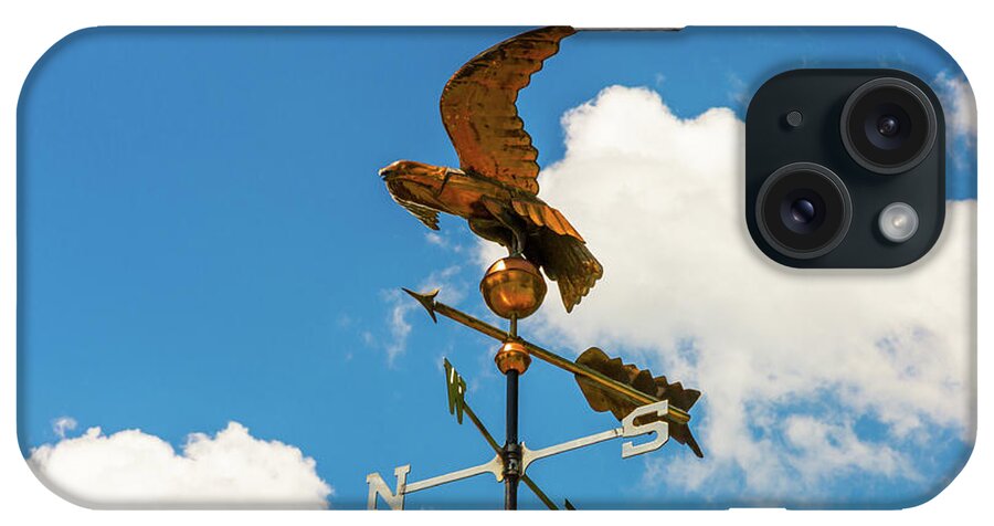 Weather Vane iPhone Case featuring the photograph Weather Vane On Blue Sky by D K Wall