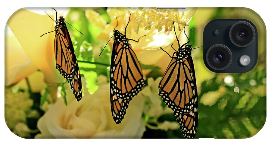 Monarch Butterflies Photo iPhone Case featuring the photograph Wedding Flowers, Butterflies and Bee Photo by Luana K Perez