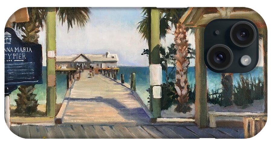 Anna Maria Island iPhone Case featuring the painting Welcome to Anna Maria Island City Pier by Cory Wright