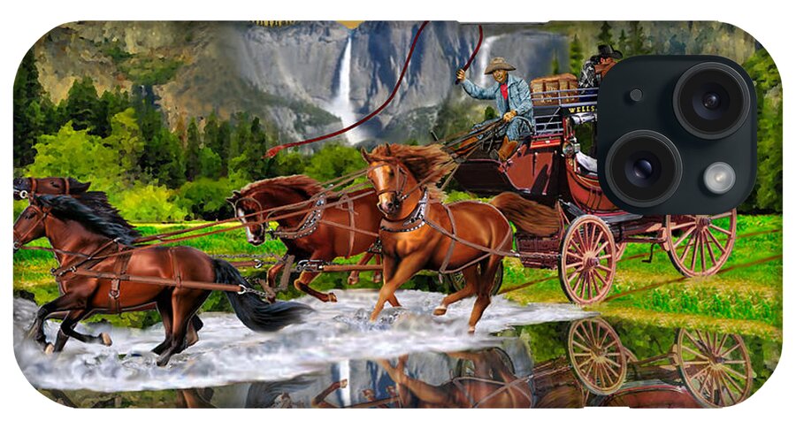 Stagecoach iPhone Case featuring the digital art Wells Fargo Stagecoach by Glenn Holbrook