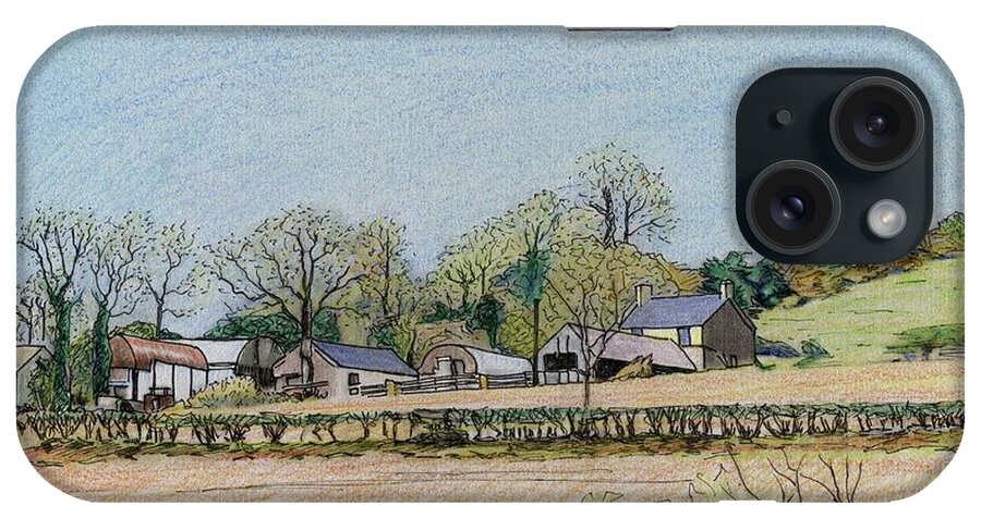 Welsh Hill Farm Painting iPhone Case featuring the mixed media Welsh Hill Farm Painting by Edward McNaught-Davis