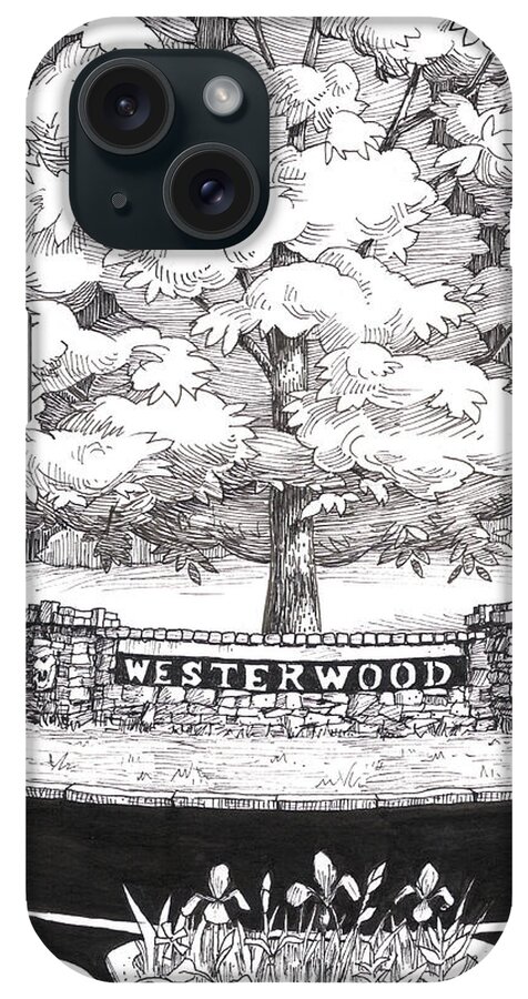 Black And White iPhone Case featuring the painting Westerwood Sign by Don Morgan