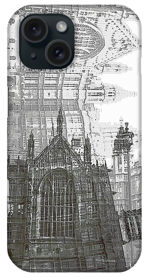 Grey Scale Of Cathedral iPhone Case featuring the photograph Westminster in London by Karen McKenzie McAdoo