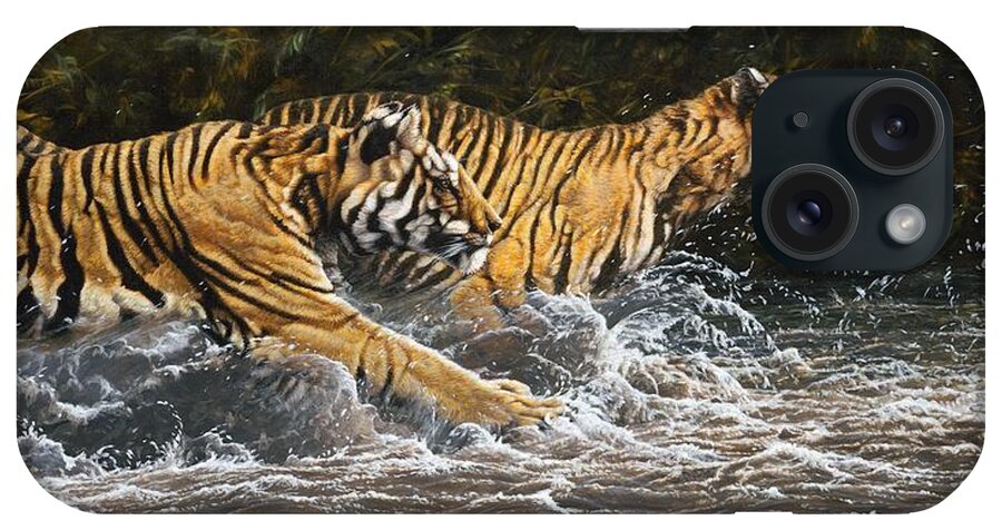 Tiger iPhone Case featuring the painting Wet and Wild by Alan M Hunt