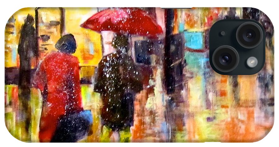 Rain iPhone Case featuring the painting Wet Streets by Barbara O'Toole