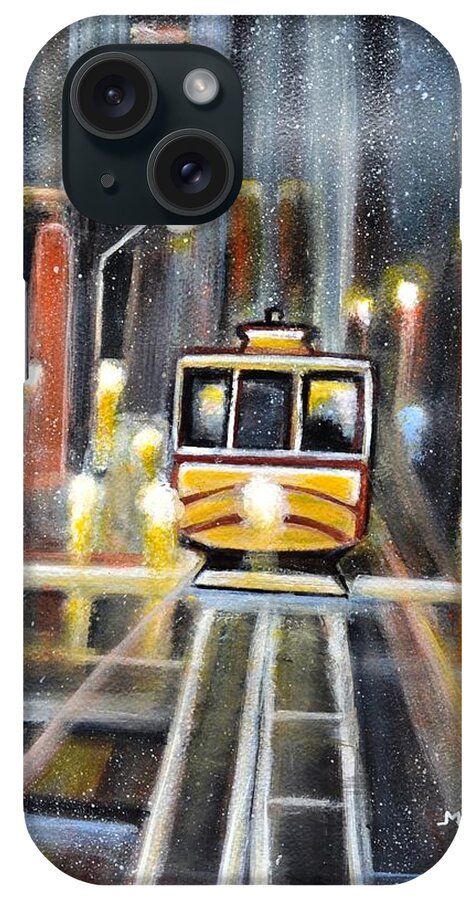 California iPhone Case featuring the painting Wet Tram California by Manjiri Kanvinde