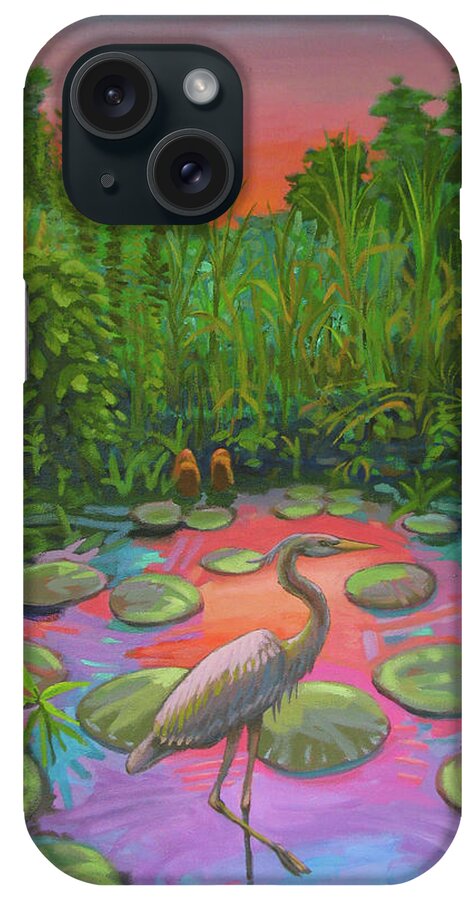 Heron iPhone Case featuring the painting Wetland Sunset by Don Morgan