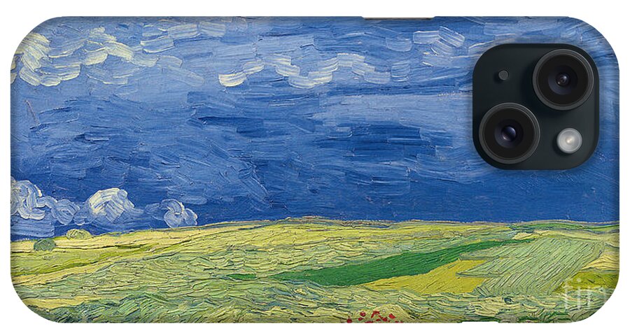 Field iPhone Case featuring the painting Wheatfields under Thunderclouds by Vincent Van Gogh
