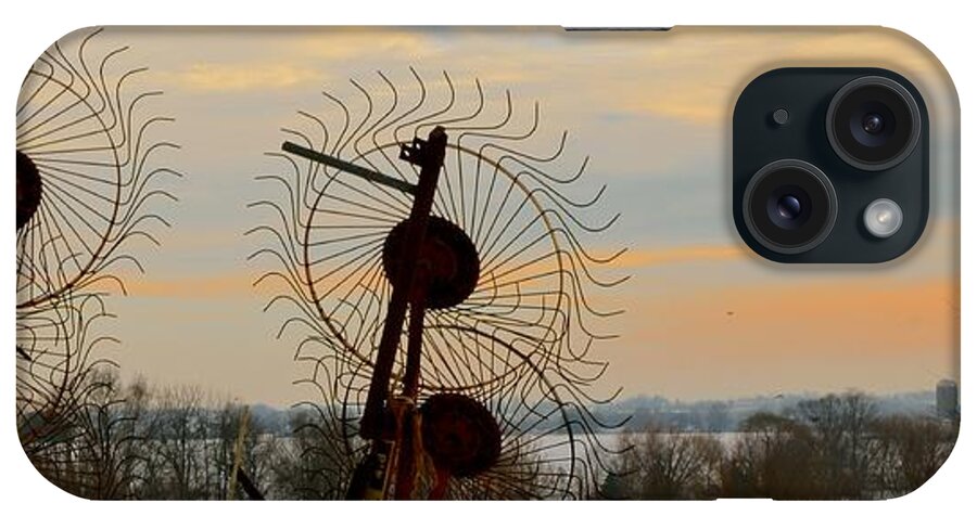 Amish iPhone Case featuring the photograph Wheel Rake Sunset by Tana Reiff
