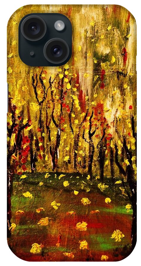 Autumn iPhone Case featuring the painting When the Leaves Falls by Evelina Popilian