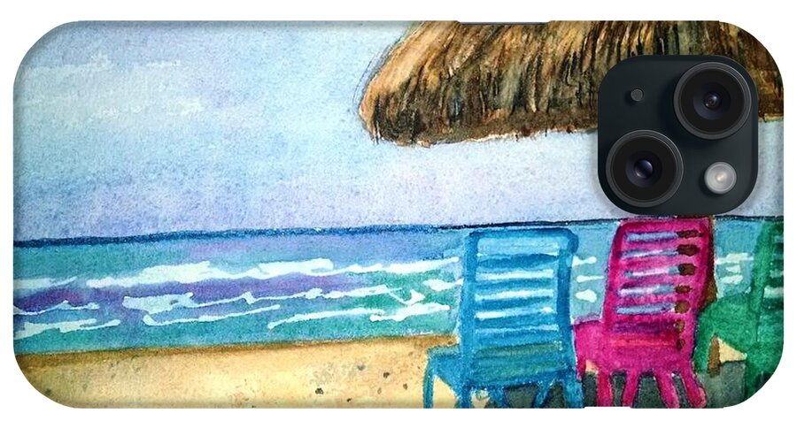  Beach iPhone Case featuring the painting Peaceful Day at the Beach by Sue Carmony