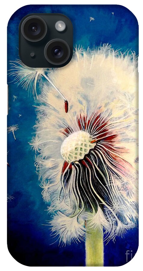 Dandelion iPhone Case featuring the drawing Wherever the Wind takes Me by David Neace