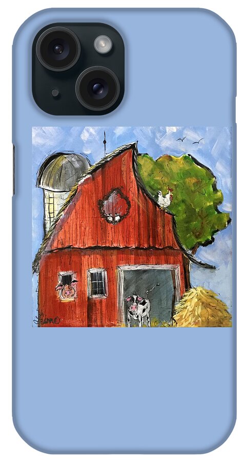 Barn iPhone Case featuring the painting Whimscial Barn by Terri Einer