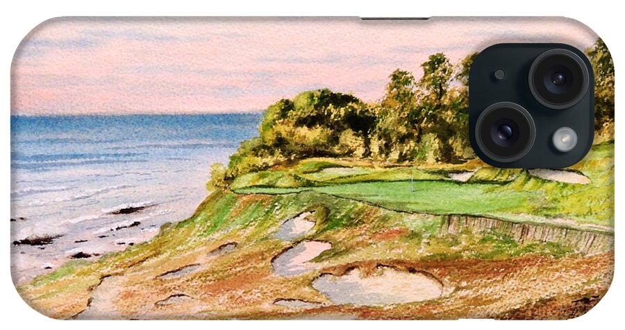 Golf Course Paintings iPhone Case featuring the painting Whistling Straits Golf Course 17Th Hole by Bill Holkham