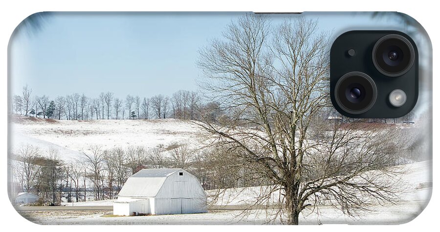 Snow iPhone Case featuring the photograph White Barn In Snow by Randall Evans