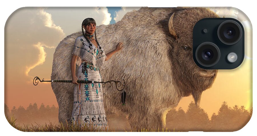 White Buffalo Calf Woman iPhone Case featuring the digital art White Buffalo Calf Woman by Daniel Eskridge