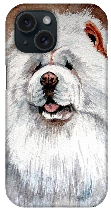 Chow Chow iPhone Case featuring the painting White Chow Chow by Christopher Shellhammer