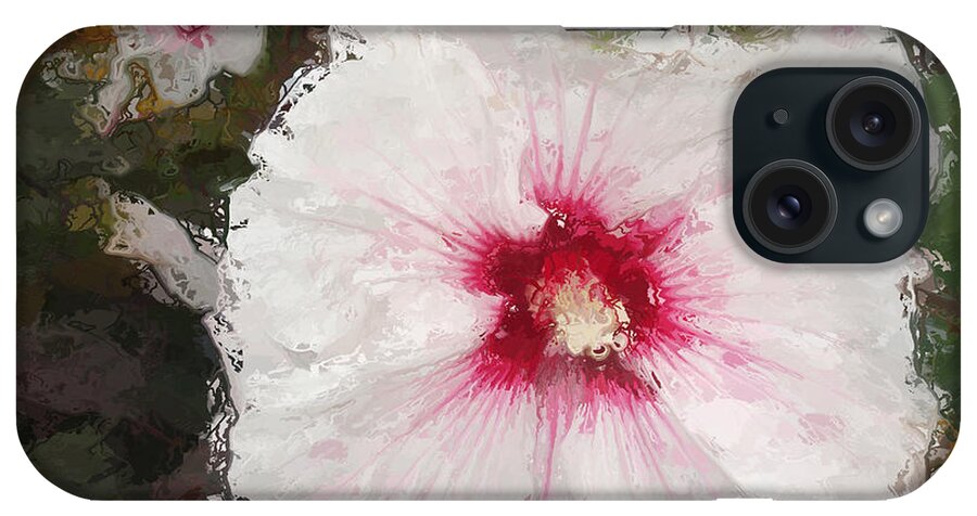 Original Painting Of White And Red Flower iPhone Case featuring the painting White Flower by Joan Reese