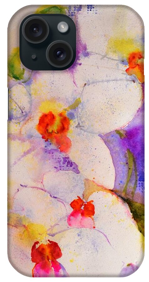 Flowers iPhone Case featuring the painting White orchids by Betty M M Wong