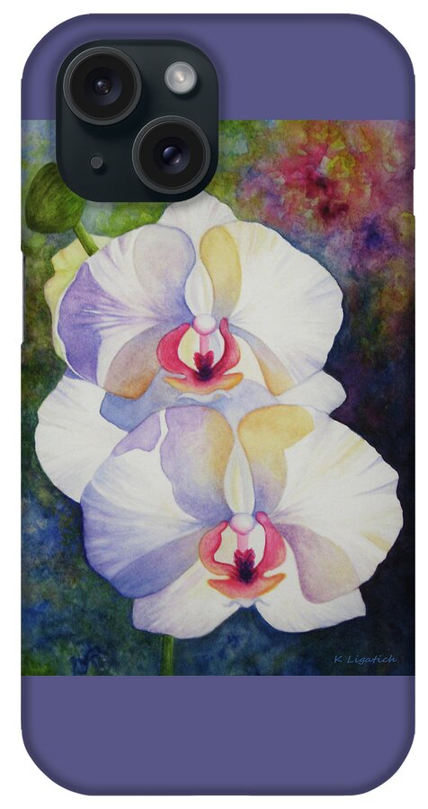 Orchid iPhone Case featuring the painting White Orchids by Kerri Ligatich
